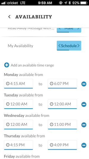 Configuring availability using a schedule