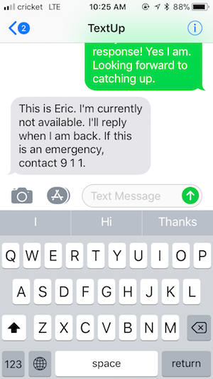 Away message text exchange
