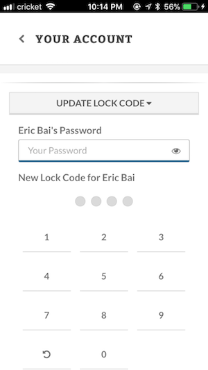 Change lock code