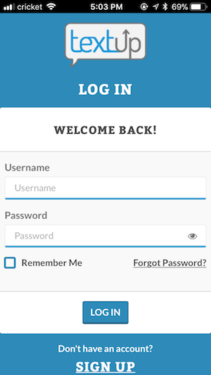 Login screen