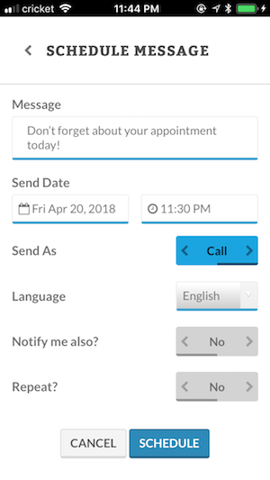 Creating scheduled message with languages