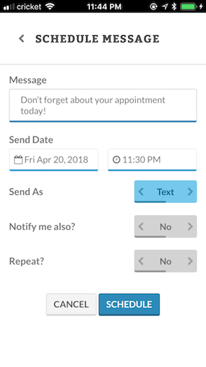 Creating scheduled message with message