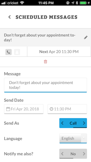 Existing scheduled messages