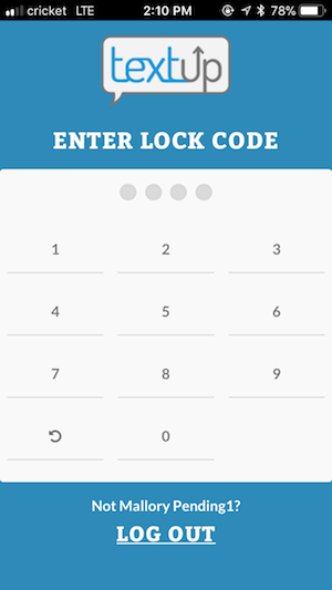 Entering lock code to confirm identity